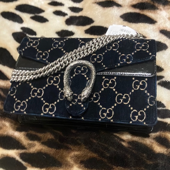 Gucci Handbags - Authentic Gucci navy velvet bag
